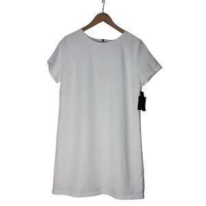 Lulus women's shift and shout‎ ivory 1/2 zip short sleeve shift dress M FLAW